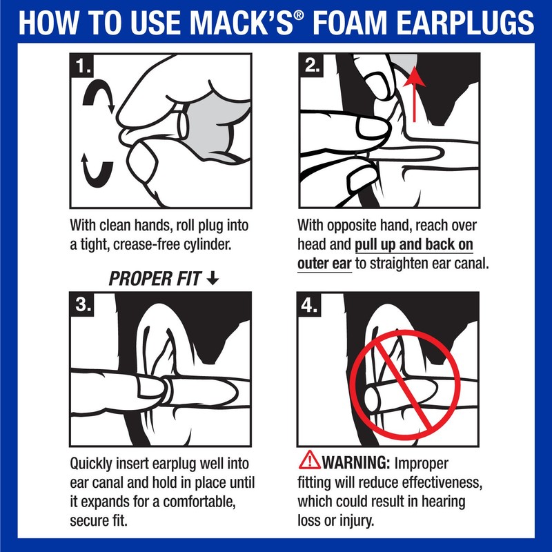 Mack's - Tappi per le orecchie, unisex, 10 paia, colore: