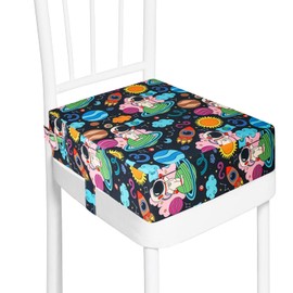 Asiento elevador para mesa de comedor, lavable, grueso, resistente, silla elevadora portátil para niños pequeños que comen, fácil limpieza, cojín de asiento elevador desmontable con correas de fijación (más grande, 14.2 x 12.6 x 3.6 pulgadas)
