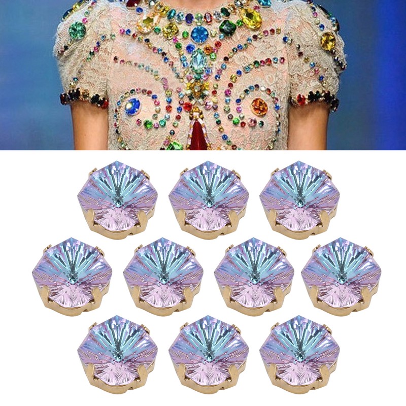 10Pcs Sewing Claw Diamond Fat Square Glass High Top Clothing