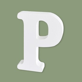 White Wood Letters, 4 Inch Unfinished Wooden Letters for Crafts, Alphabet Letters for Home Wedding Birthday Party Wall Decor (Letter P)