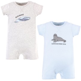 Touched by Nature Baby Boys' Organic Cotton Rompers, Endangered Seal, 12-18 Months