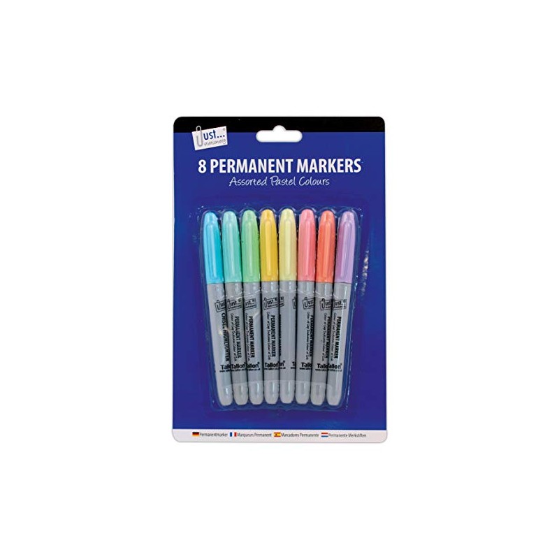 Just stationery 8 Pastel Coloured Permanent Markers, Multicolor