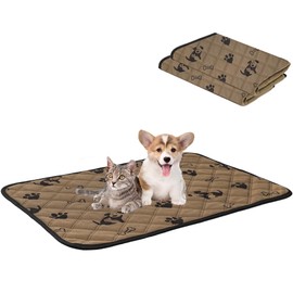 Heatcozy Pet Pee Pad, Reusable Potty Mat, Machine Washable, Nursing, Small to Large Dogs, Cats, 4-Layer Structure, Leak Proof, Anti-Slip, All Season, Brown, 39.4 x 27.6 in (100 x 70 cm), 2-Pack