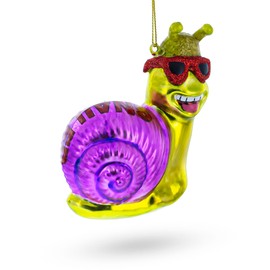 Cool Snail Sporting Sunglasses Glass Christmas Ornament