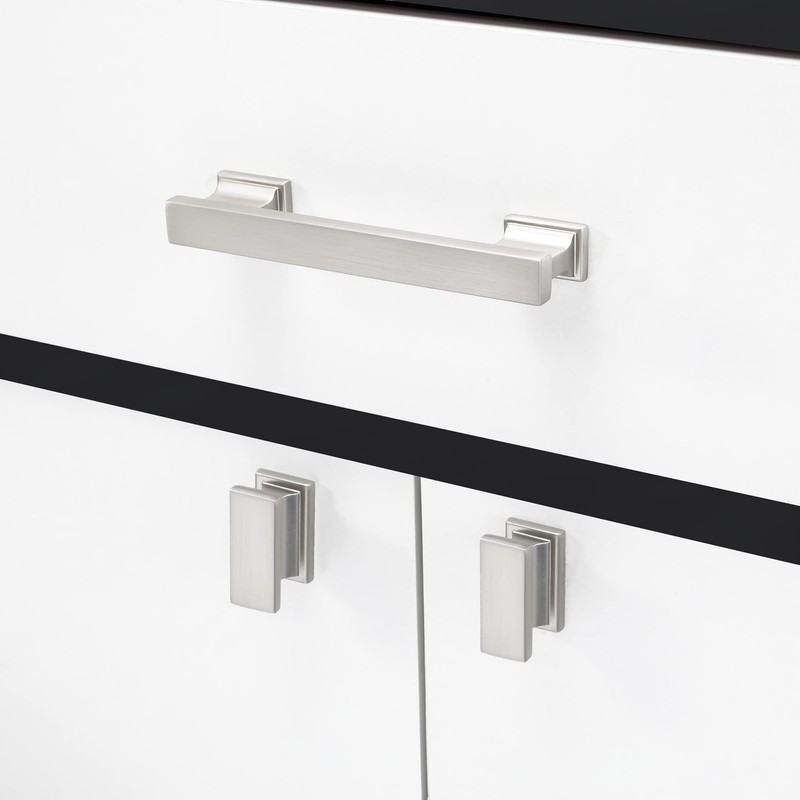 COTYKILEY 6 Pack Brushed Satin Nickel Kitchen Cabinet Knobs Silver