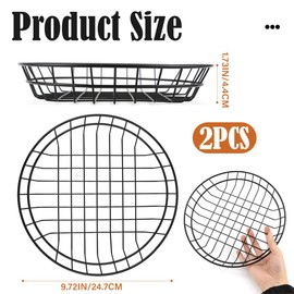 DOERDO 2Pcs Black Metal Wire Basket 10Inch Retro Style Metal Food Baskets for Hot Dog, Burger, Bread, French Fries, 25CM