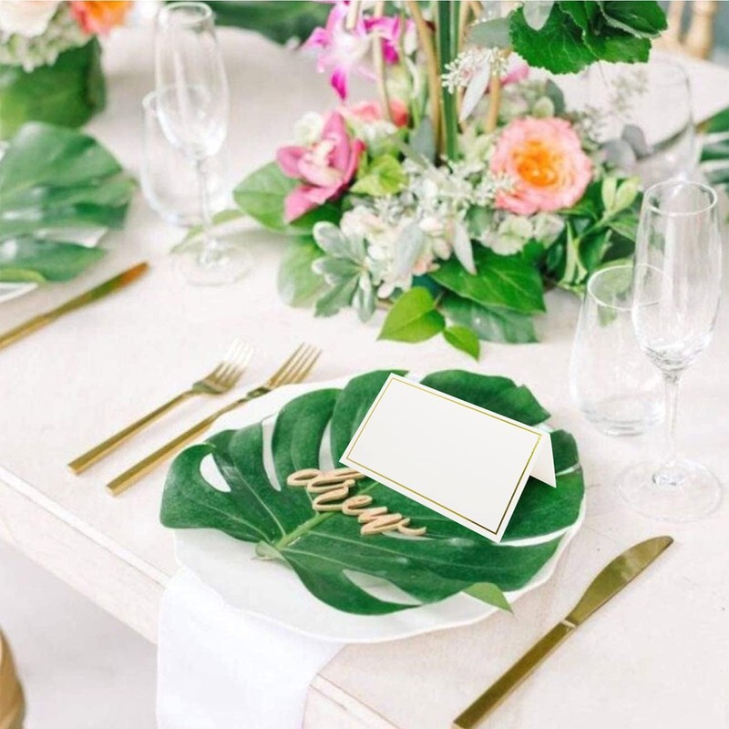 50 Pack Tent Cards with Gold Foil Border for Weddings,