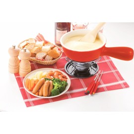 Ishigaki Sangyo Cheese Fondue Set, 5.9 inches (15 cm), Red 3866