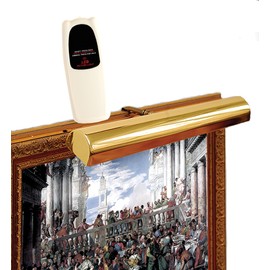 Cordless Remote Control LED Picture Shiny Polished Brass Finish, Compact 11 ½” Wide with Dimmer Control & 5 Hours Automatic shutoff Switch