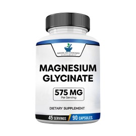 American Standard Supplements- Glicinato de Magnesio 575mg por Porción, 90 Cápsulas Vegetarianas, Suplemento de Magnesio para Huesos y Músculos       