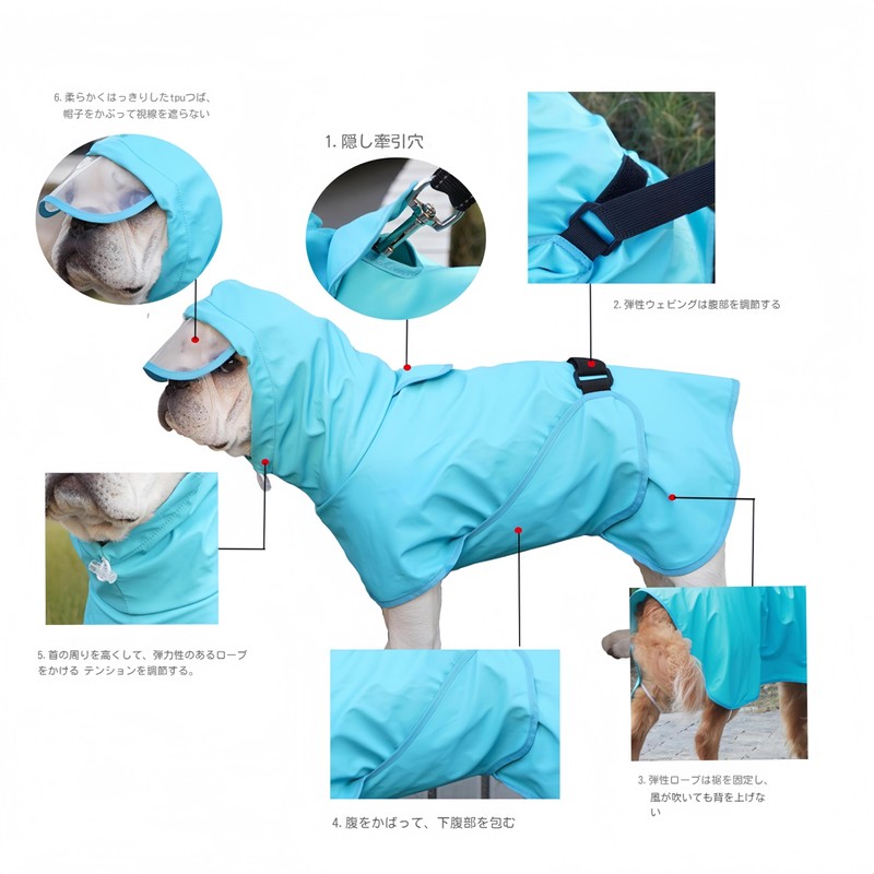 JOYFUSION Dog Raincoat, Dog Umbrella, Waterproof, Easy to Put On,
