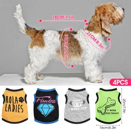4 Pcs Chihuahua Clothes Cute Boy Dog Shirts for Small Dogs Soft Comfortable Black XXS Dog Clothes Pet Clothing Shirt for Teacup Dogs Yorkies Puppy Kitten