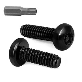 M6 x 10mm Button Head Torx Drive Machine Screws, Security Screws Anti Theft Tamper Proof, 304 Stainless Steel 18-8, Black Finish, 25 PCS