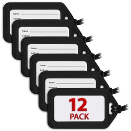Mifflin-USA - Luggage Tags - Black, 12 PK - Bag Tag for Baggage - Suitcase Accessory Bulk