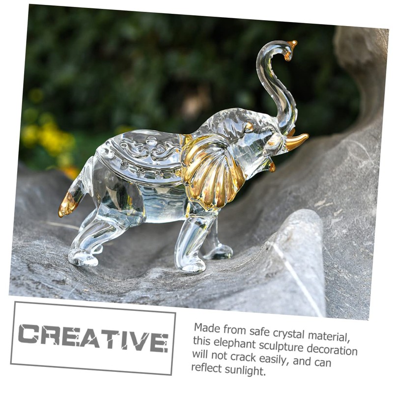 Gatuida Crystal Elephant Figurine Elegant Desktop Decor Craftsmanship Crystal Material