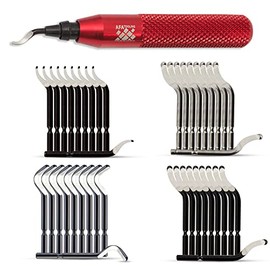 AFA Tooling - Deburring Tool with 10 BS1010, 10 BS1018, 10 BK3010, 10 BS3010 - HSS Blades for Metal, Resin, PVC, 3D Printed Plastic Edges…