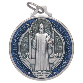 Medal Saint Benedict Zamak Silver-Plated Enamelled Various Sizes 9 mm (0.35 inc.)