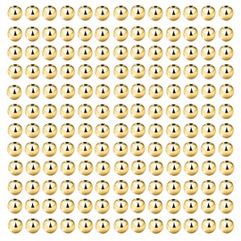 200 cuentas de latón chapadas en oro de 3 mm de larga duración, suaves y redondas, resistentes al deslustre, sin costuras, conectores sueltos para hacer joyas de pulsera (redondos de 3 mm-200 unidades)