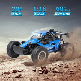Great-JUNAMT Remote Control Car RC Cars 1:16 Off-Road Vehicle Monster Truck LED Headlight Outdoor 2WD Offroad Hobby RC 2.4GHz High Speed Toy Gift for Children Boys 3 4 5-12
