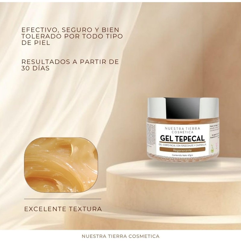 Gel Regenerante de Tepezcohuite y Caléndula 60g Todo Tipo de