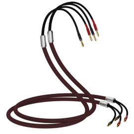 Preffair 14 AWG High Fidelity Speaker Wire 2 Banana Plugs - 2 Banana Plugs, High Resistance EMI/RFI, Oxygen-Free Copper OFC Speaker Cable 1.88mm² (1.5m/4.9ft)