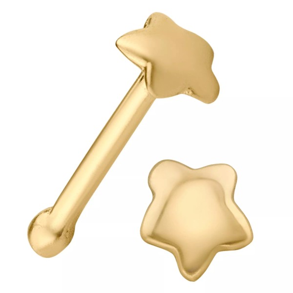 Unbranded 14k Solid Yellow Gold Polished Curved Star Design 22g