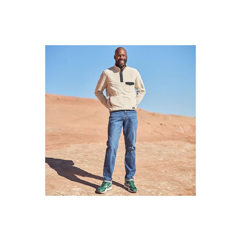 Eddie Bauer Men's Chutes Mock Neck Fleece, Ecru, Large