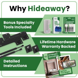 DIY Murphy Bed Kit Queen Horizontal | Murphy Bed Hardware for Wall Cabinet, Horizontal Queen Frame, Deluxe Mechanism Kit with Bonus Tools