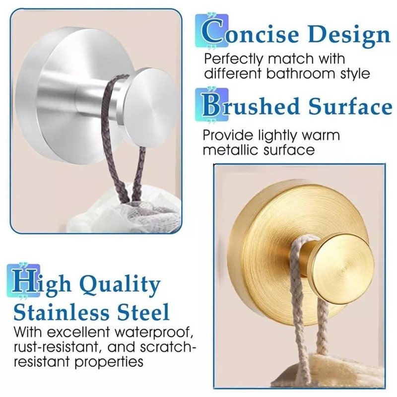 Nocessary Suction Cup Hooks for Shower, Upgrade No-Drill Stainless Steel