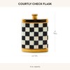 MACKENZIE-CHILDS 3260 Flask, Cute Stainless-Steel Flask, 6 Ounces, Black-and-White Courtly