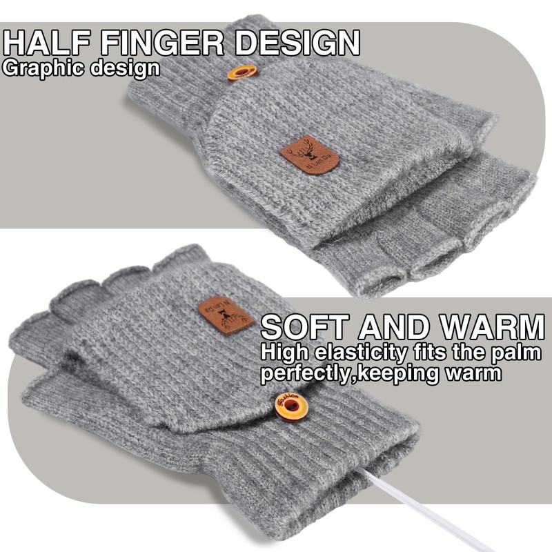 USB Heated Gloves 2 Pairs Winter Warm Heating Mitten Full