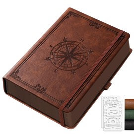 AUTEMPO A5 Blank Journal Notebook, 320 Numbered Pages(14.5 x 21 cm), 100 GSM Thick Paper, for Men & Women, Journaling, Writing, Work & Office, School, Leather Hardcover, Brown