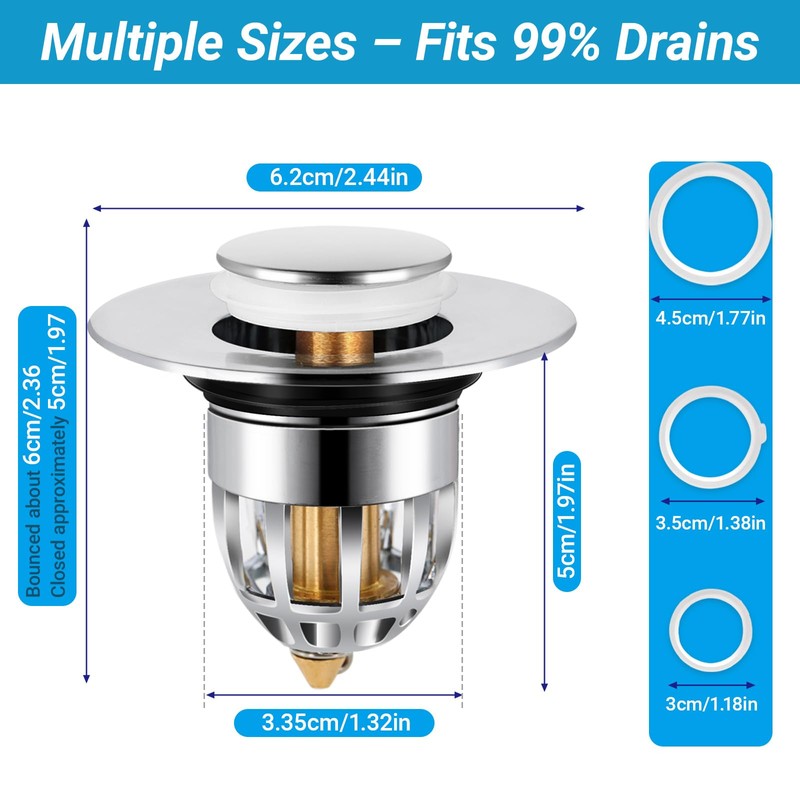 Sink Plug Sink Strainer Drain Plug Copper Core ABS Housing