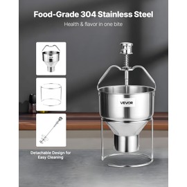 VEVOR Donut Depositor, Large Capacity Manual Donuts Dropper, 304 Stainless Steel Commercial Batter Dispenser, 6 Thicknesses Adjustment Doughnut Hopper with Stand, For Restaurant Cafe Bakery Kitchen
