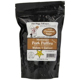 Chef Piggy Tail Microwave Pork Puffies Pork Rinds, Cinnamon Sugar, 8 Ounce