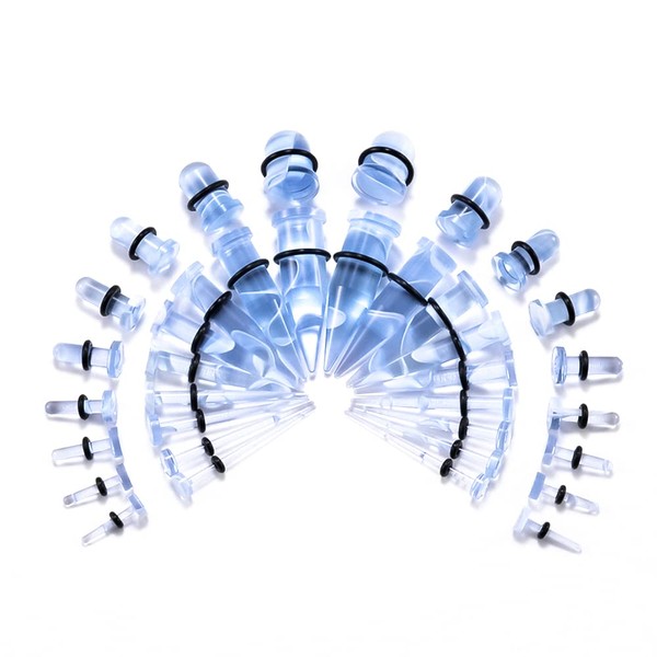 TBOSEN 36PCS Acrylic Stretching Kit Plugs Expander Tapers Flat Top