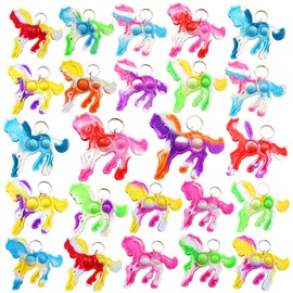 Roaqua 30 Packs Bulk horse Push Rainbow Bubble Mini Pop Fidget for Boy Girls Kids,Small Birthday Party Favors Supplies Classroom Student Prize Gifts