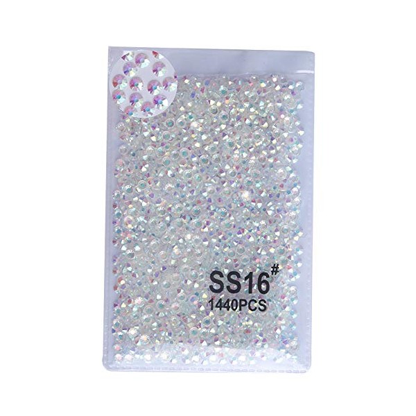 PrettyG 2880pcs SS16 Nail Crystals Bare AB Nail Art Sparkly Round Flatback Rhinestones, Non-Self-Adhesive Bab-S16