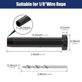 RiaYer 10 Pack Black Stemball Swage Dead End Invisible Cable Railing Kit Terminal for 1/8" Deck Cable Railing，T316 Stainless Steel Stair Deck Hardware for Wood/Metal Posts HF024B