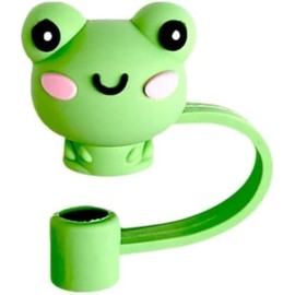 Cute Frog Straw Tips Cover,Silicone Animals Straw Cover,Cartoon Straw Topper,Reusable Drinking Straw Cover,Dust Proof Straw Plugs for 6-8 mm Straws Outdoor Home Kitchen Party Decor, Paper and Plastic