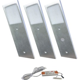 ACCE Super Thin and Aluminium Body LED Under-Unit Light Kitchen Furniture Light Warm White Includes Converter One Spotlight with Switch (3 Pieces)