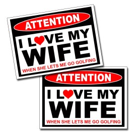 215_Decals I LOVE my Wife - Golfing Golf Ball Sticker Car Truck Window Bumper Decal Husband