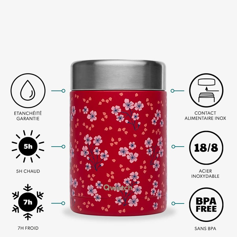QWETCH - Hanami Red Insulated Lunch Box 600ml Food Grade