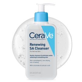 CeraVe SA Limpiador Anti-Rugosidades, para Piel Seca en Rostro y Cuerpo, con Ácido Salicílico, Ácido Hialurónico y 3 Ceramidas Esenciales, Elimina Imp
