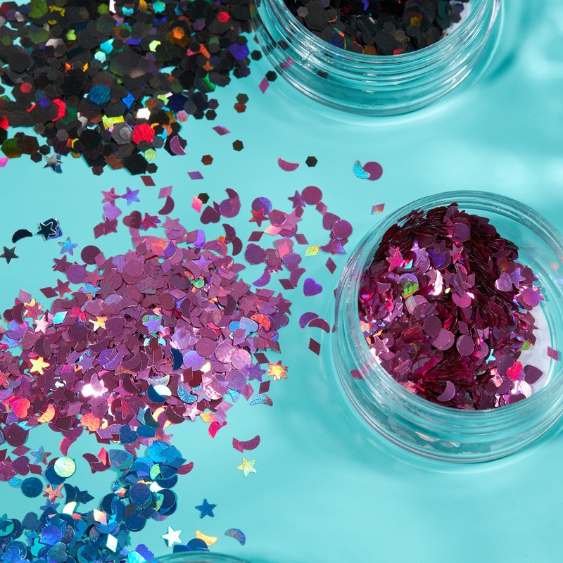 Moon Glitter Holographic Shapes - 100% Cosmetic Glitter for Face,