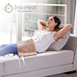 Pure Enrichment® PureRelief™ Deluxe Heating Pad (12" x 24"), Full Body Therapy Pad with 4 InstaHeat™ Settings, Soft Machine-Washable Microplush Fabric and 2-Hour Auto Safety Shut-Off (Mauve)