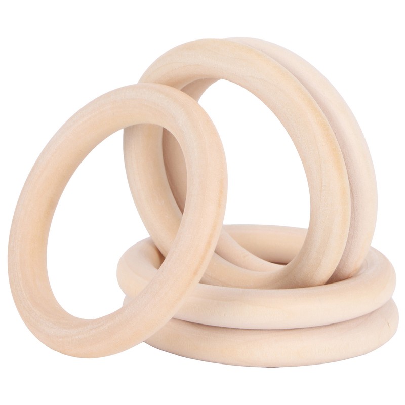 20Pcs Wood Baby Natural Teething Rings DIY Jewelry Circle Pendant