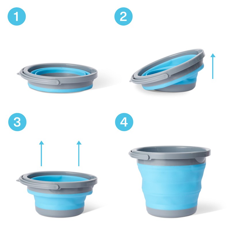 Bramble - 3 Collapsible Space Saving Portable Buckets, 5 Litre
