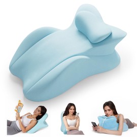 cjc Memory Foam Wedge Pillow for Adults, Multi-Position Support Bed Pillow with Removable Cover for Sleeping Sitting Up Prone Reading Back & Knee Support Leg Elevation (Blue)