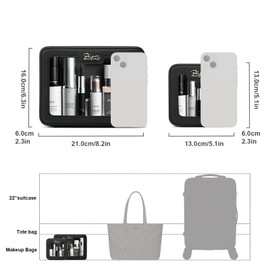 Clear Makeup Bag Cosmetic Case: Small Make up Bags for Purse - TSA approved Toiletry Bag for Women - Waterproof Travel Pouch with Zipper - Cute Makeup Organizer Skincare Bag for Car (Black)